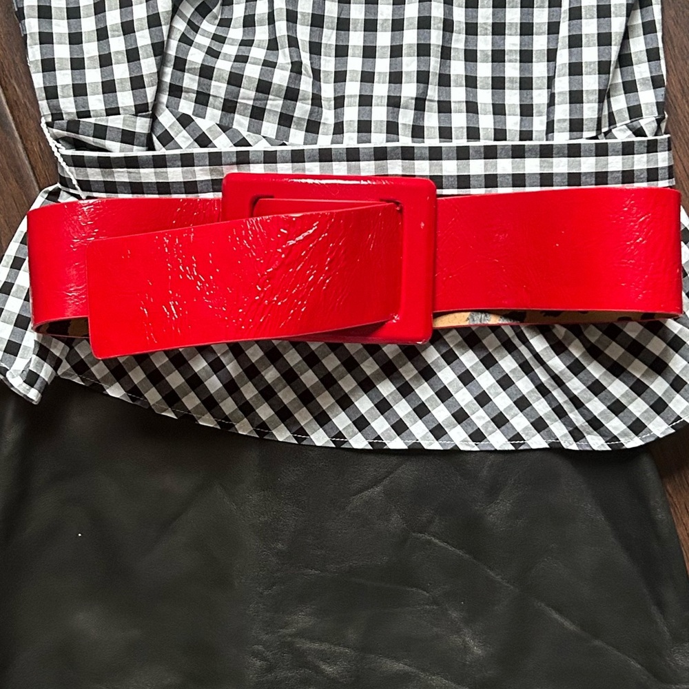 Betsey Johnson Red Statement Piece Belt- Chunky Belt Buckle